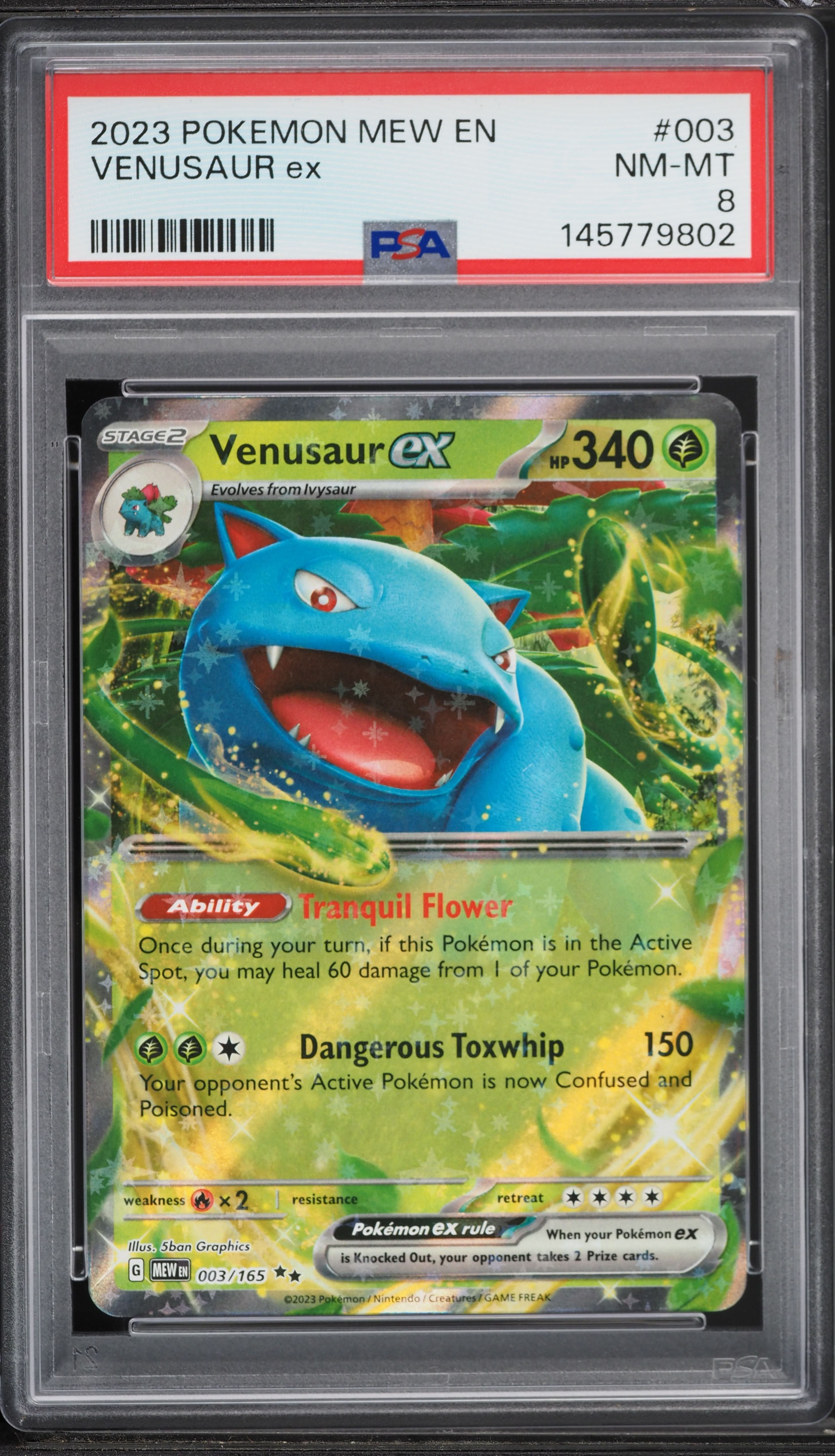 2023 Pokemon Scarlet & Violet 151 Holo Venusaur ex #3 PSA 8 NM-MT
