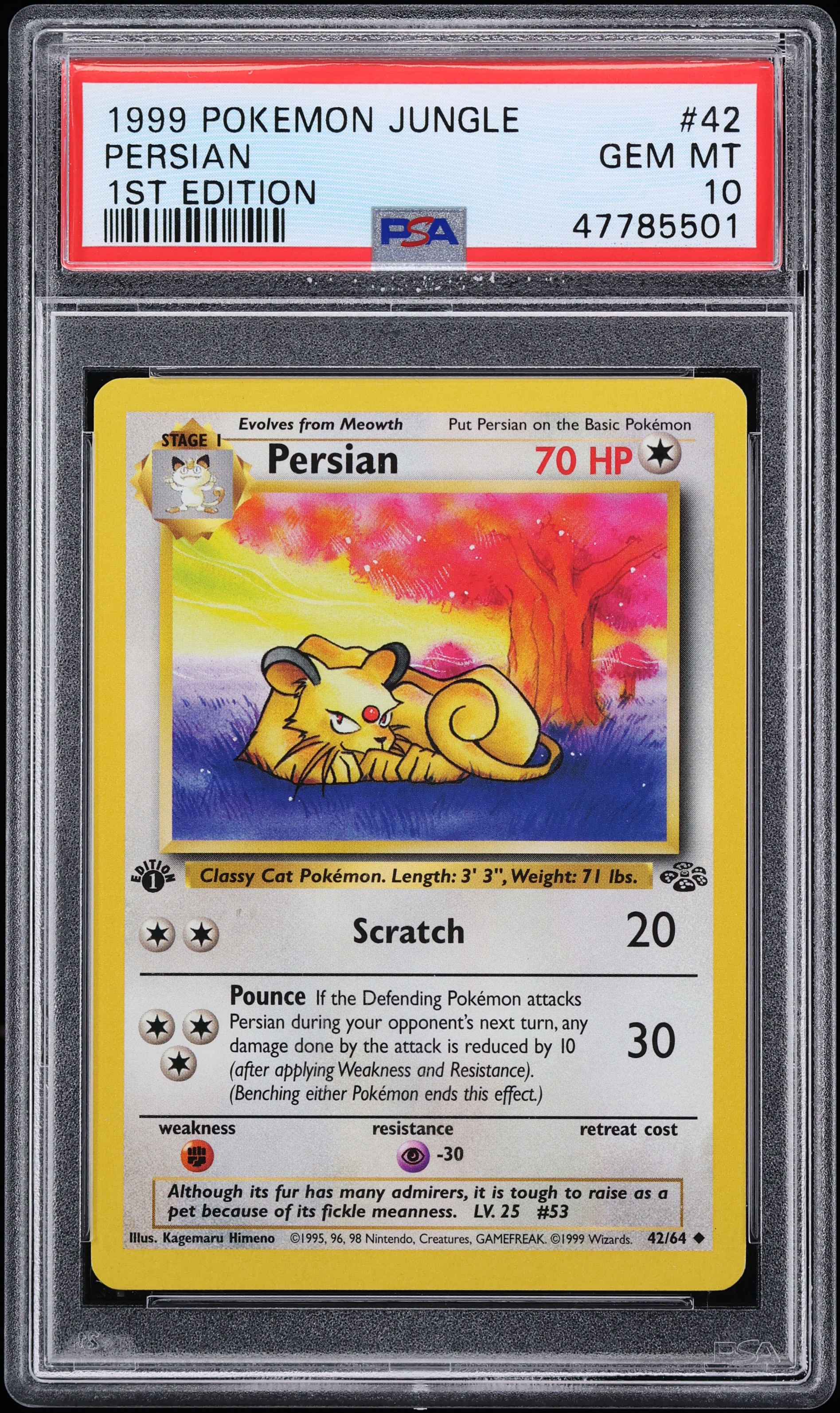 1999 Pokemon Jungle 1st Edition Persian #42 PSA 10 GEM MINT