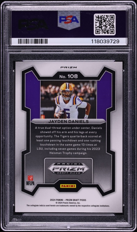 2024 Panini Prizm Draft Picks Red Ice Jayden Daniels ROOKIE #108 PSA 10 GEM MINT