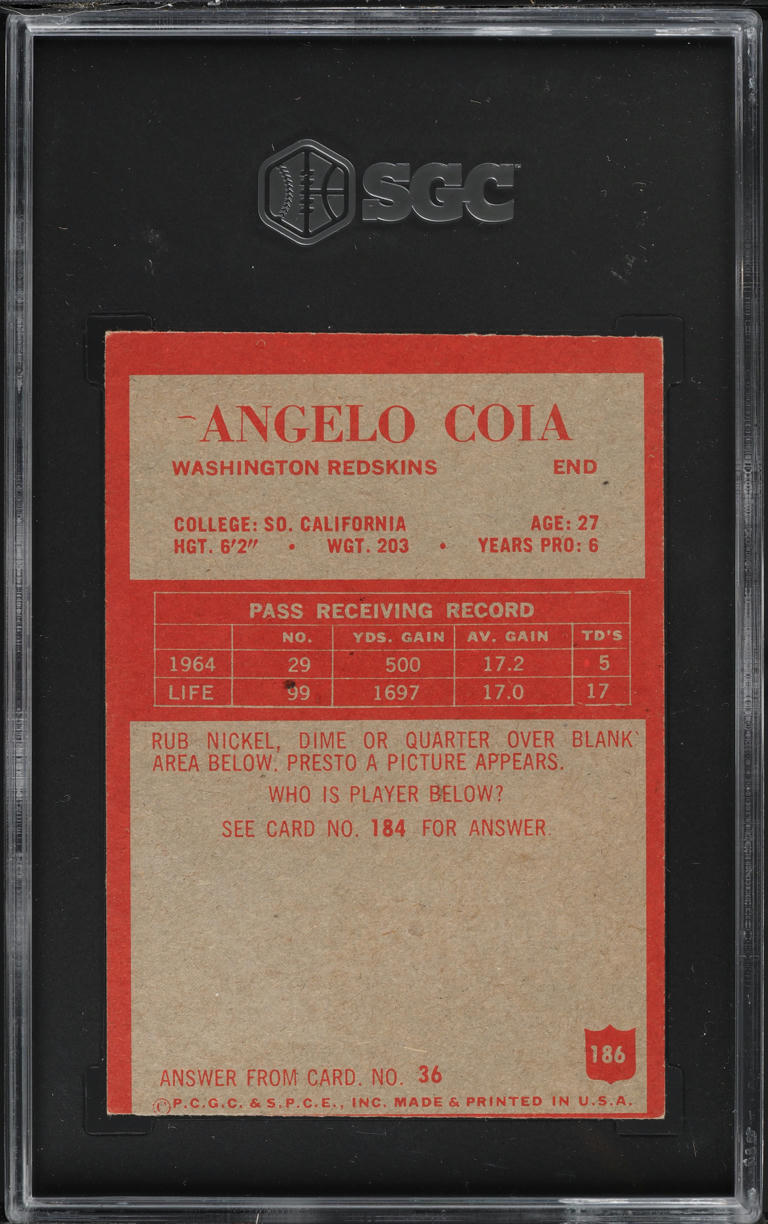 1965 Philadelphia Angelo Coia #186 SGC 2 GD