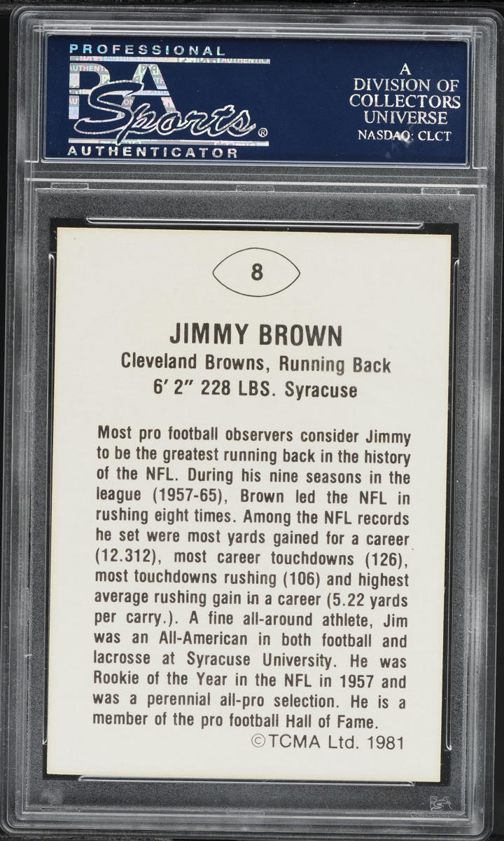 1981 TCMA Greats Football Jim Brown #8 PSA 5 EX