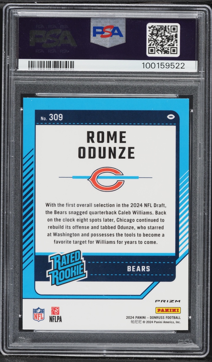 2024 Donruss Optic Preview Red Pandora Prizm Rome Odunze ROOKIE #309 PSA 10 GEM MINT
