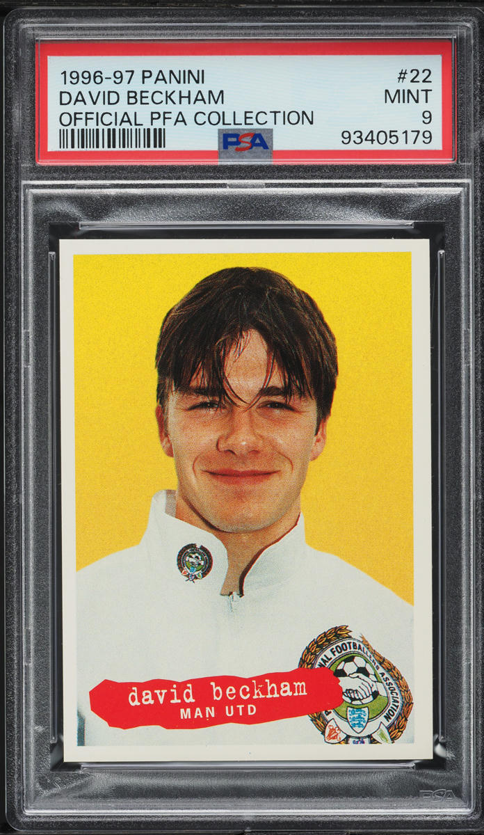 1996 Panini Official PFA Collection David Beckham ROOKIE #22 PSA 9 MINT ...