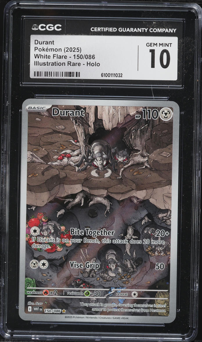2025 Pokemon Scarlet & Violet White Flare IR Durant #150 CGC 10 GEM MINT