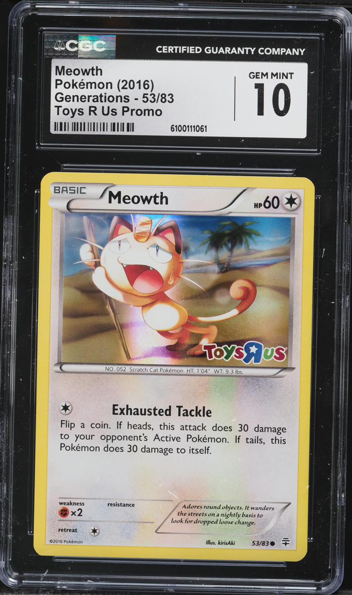 2016 Pokemon Generations Toys "R" Us Promo Meowth #53 CGC 10 GEM MINT