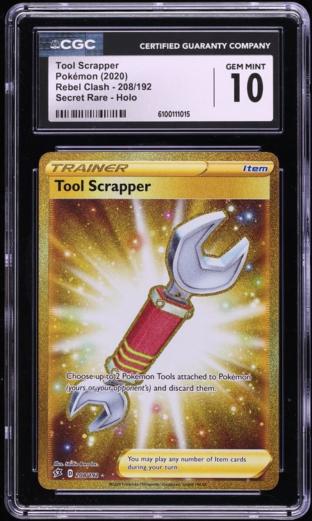 2020 Pokemon Sword & Shield Rebel Clash Secret Rare Holo Tool Scrapper #208 CGC 10 GEM MINT