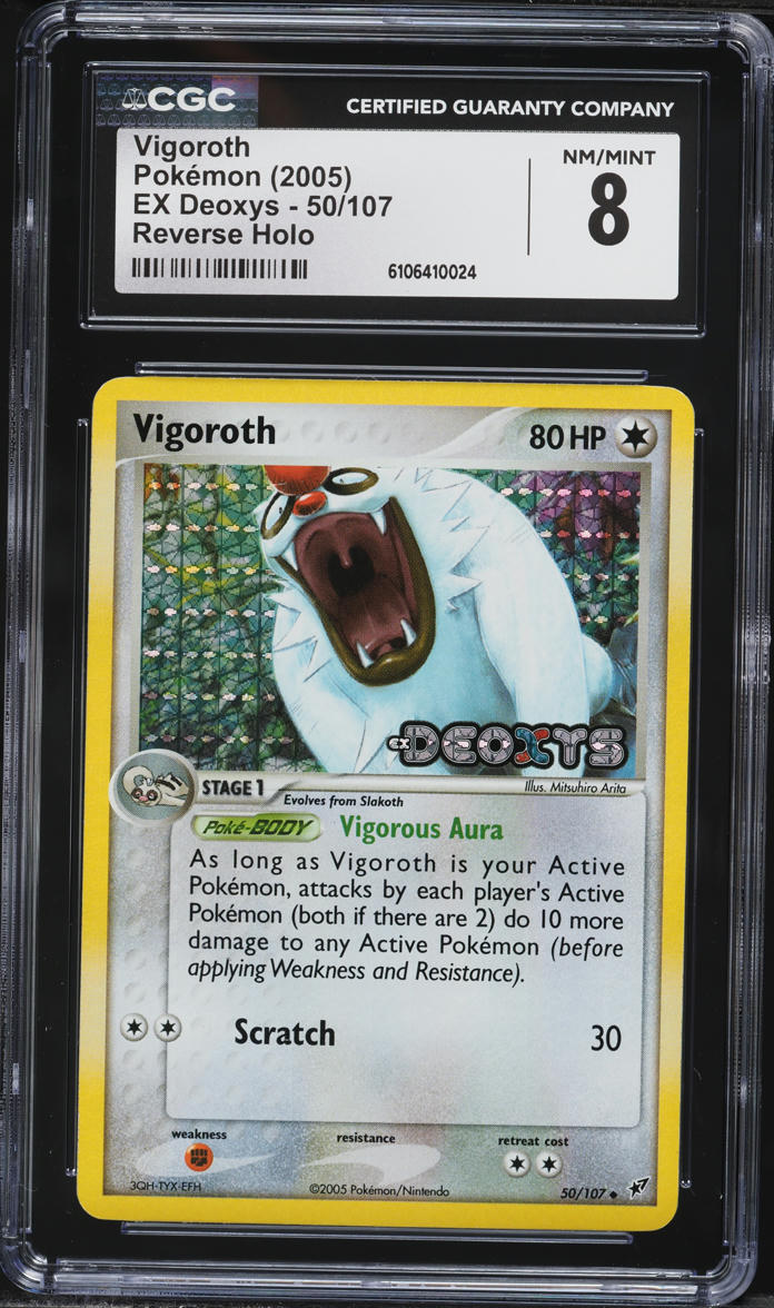 2005 Pokemon EX Deoxys Reverse Holo Vigoroth #50 CGC 8 NM-MT
