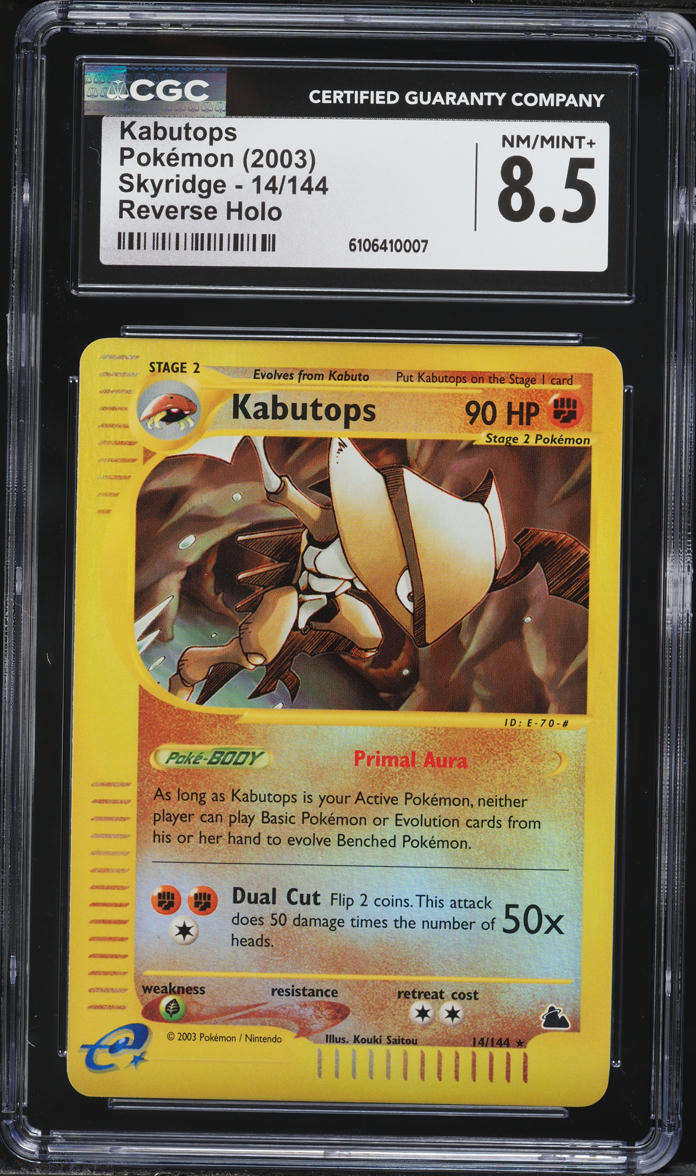 2003 Pokemon Skyridge Reverse Holo Kabutops #14 CGC 8.5 NM-MT+