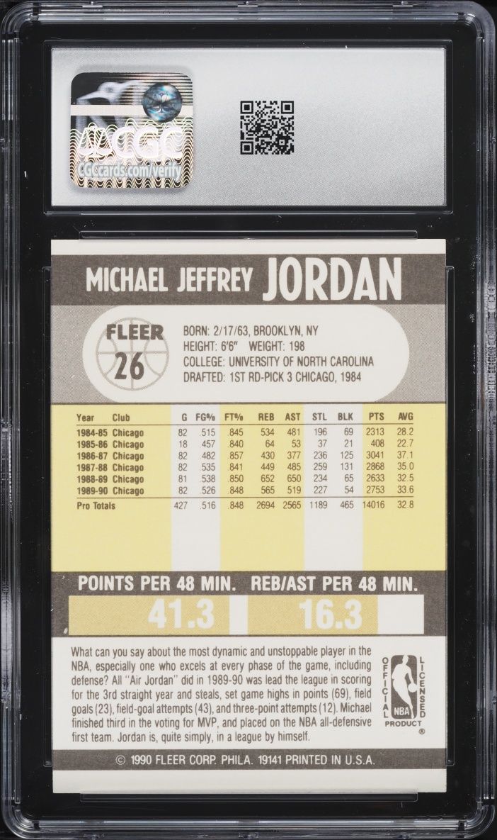 1990 Fleer Basketball Michael Jordan #26 CGC 8.5 NM-MT+