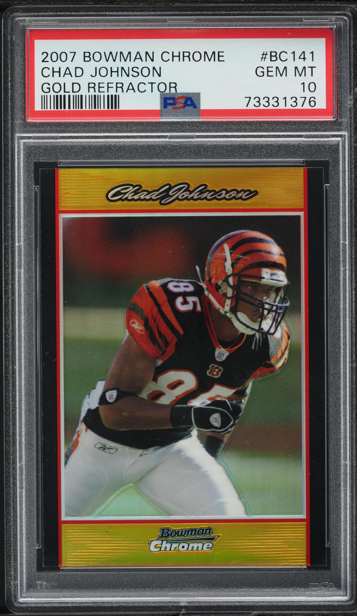 2007 Bowman Chrome Gold Refractor Chad Johnson /50 #BC141 PSA 10 GEM MINT