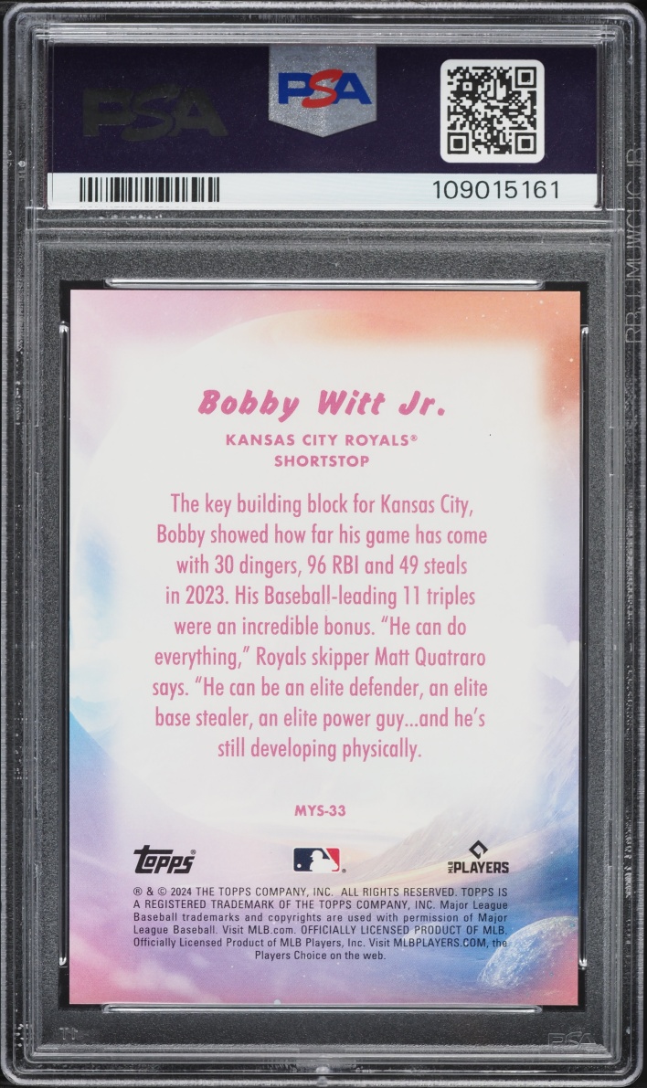 2024 Topps Update Mystical Bobby Witt Jr. /75 #MYS-33 PSA 10 GEM MINT