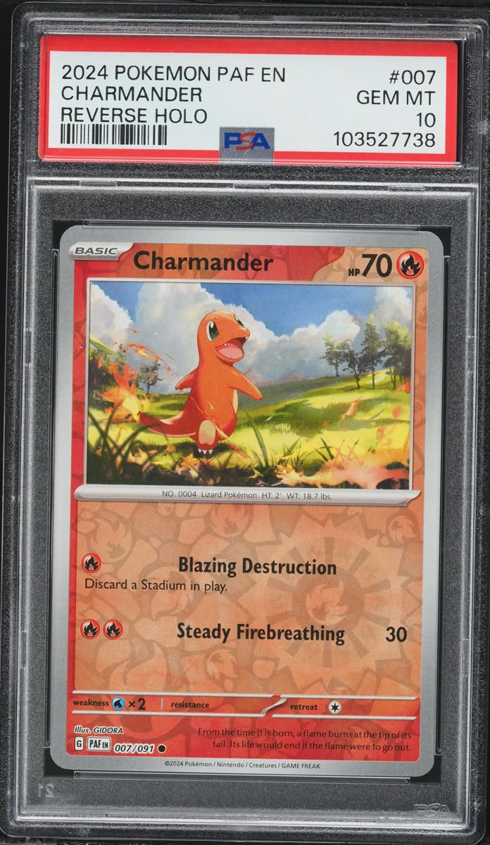 2024 Pokemon Scarlet & Violet Paldean Fates Reverse Holo Charmander #007 PSA 10 GEM MINT