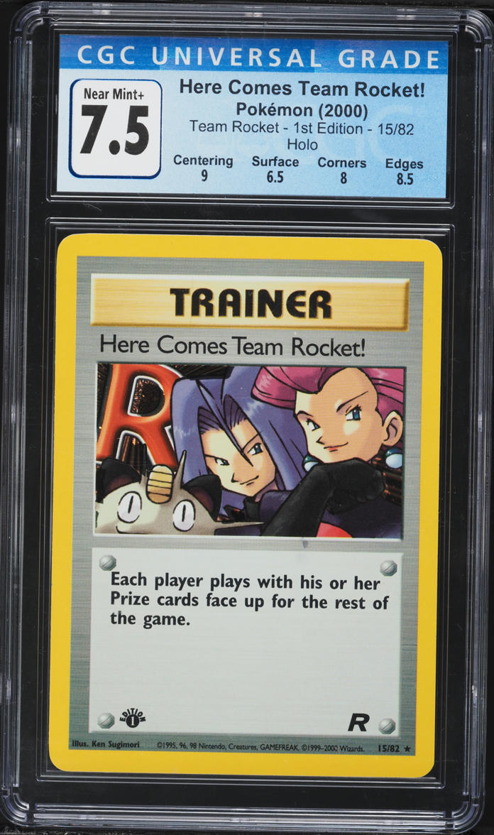 2000 Pokemon Team Rocket 1st Edition Holo Here Comes Team Rocket! #15 CGC 7.5 NRMT+
