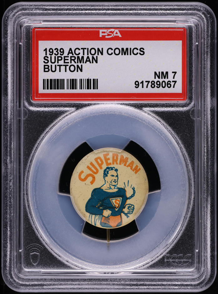 1939 Action Comics Button Superman PSA 7 NRMT