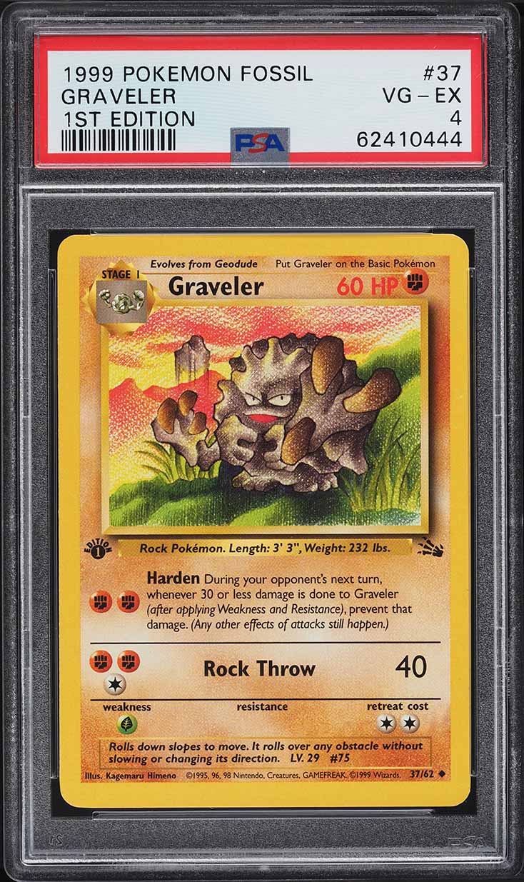 1999 Pokemon Fossil 1st Edition Graveler #37 PSA 4 VGEX