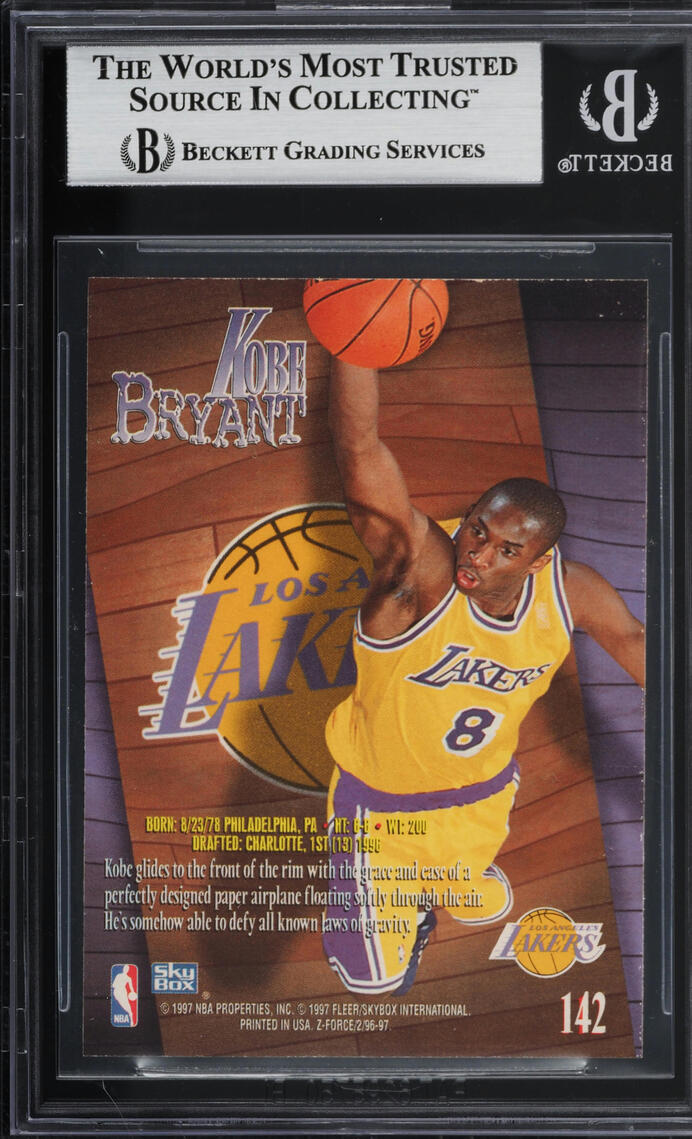 1996 Skybox Z-Force Kobe Bryant ROOKIE #142 BGS 6 EXMT