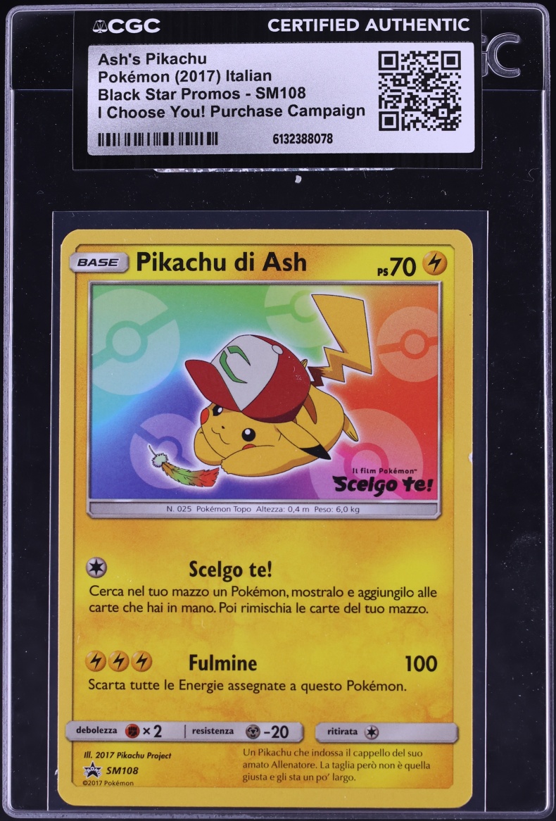 2017 Pokemon Italian Sun & Moon Black Star Promo I Choose You! Ash's Pikachu #SM108 CGC AUTH