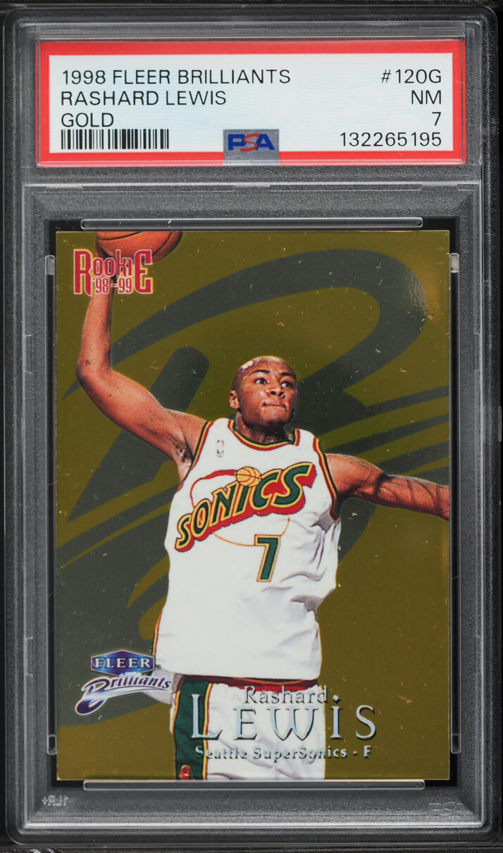 1998 Fleer Brilliants Gold Rashard Lewis ROOKIE /99 #120G PSA 7 NRMT