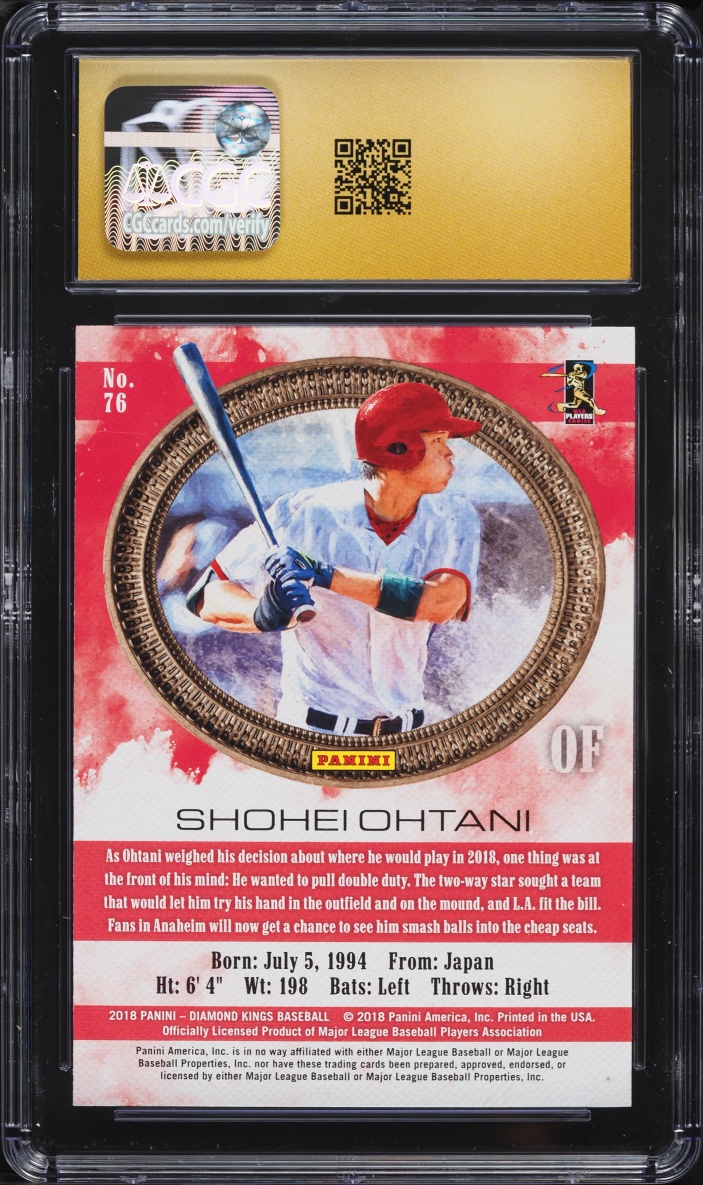 2018 Panini Diamond Kings Facing Right Shohei Ohtani ROOKIE #76 CGC 10 PRISTINE