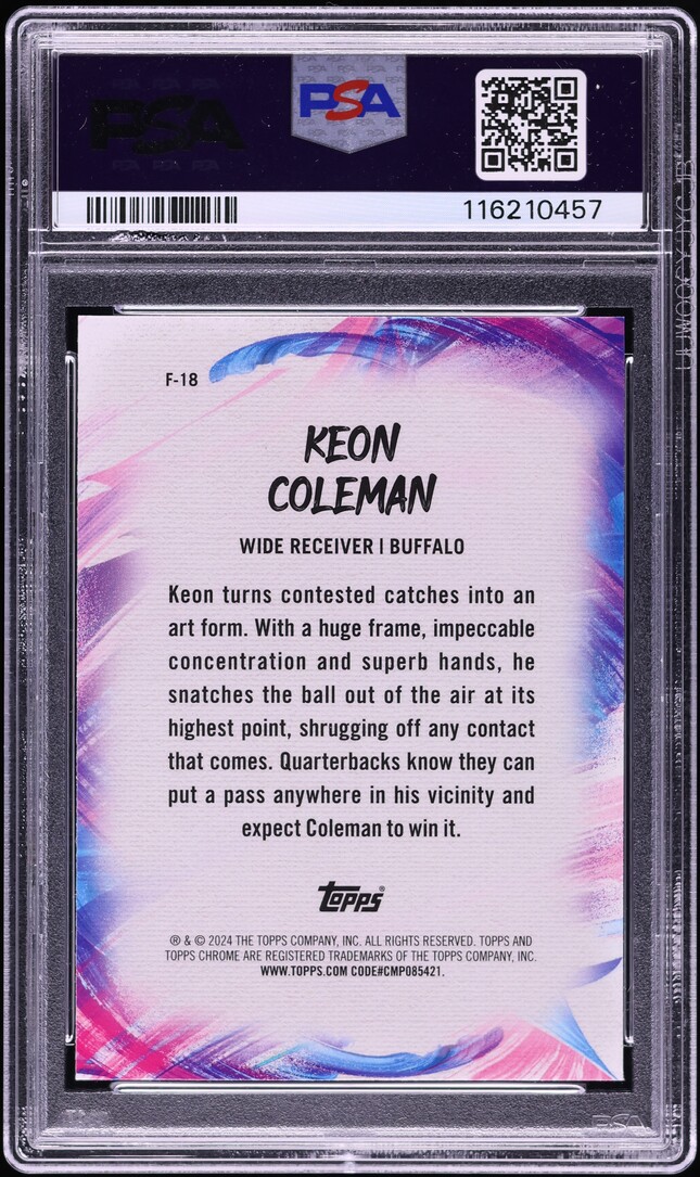 2024 Topps Chrome Finesse Keon Coleman ROOKIE #F18 PSA 10 GEM MINT
