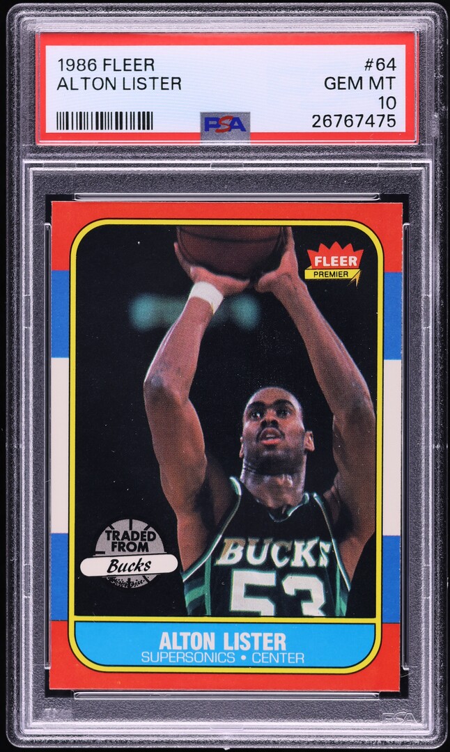 1986 Fleer Basketball Alton Lister #64 PSA 10 GEM MINT