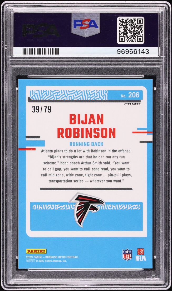 2023 Donruss Optic Pink Velocity Bijan Robinson ROOKIE /79 #206 PSA 10 GEM MINT