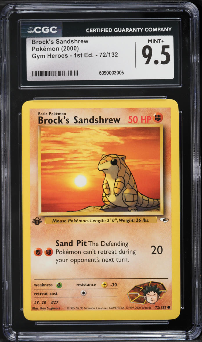 2000 Pokemon Gym Heroes 1st Edition Brock's Sandshrew #72 CGC 9.5 MINT+