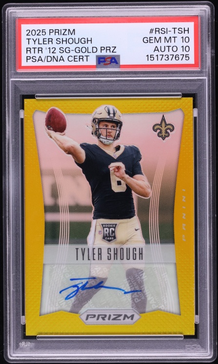 2025 Panini Prizm Retro '12 Gold Tyler Shough AUTO DNA 10 /10 #RSI-TSH PSA 10 GEM MINT