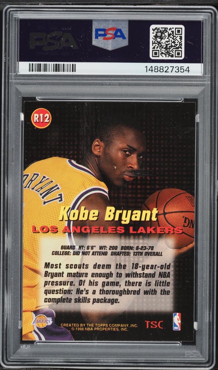 1996 Stadium Club 1 Kobe Bryant ROOKIE #R12 PSA 8 NM-MT