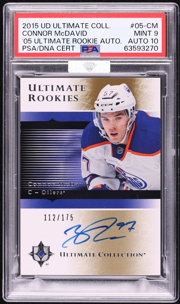 2015 Ultimate Collection Connor McDavid ROOKIE AUTO DNA 10 /175 #05-CM PSA 9