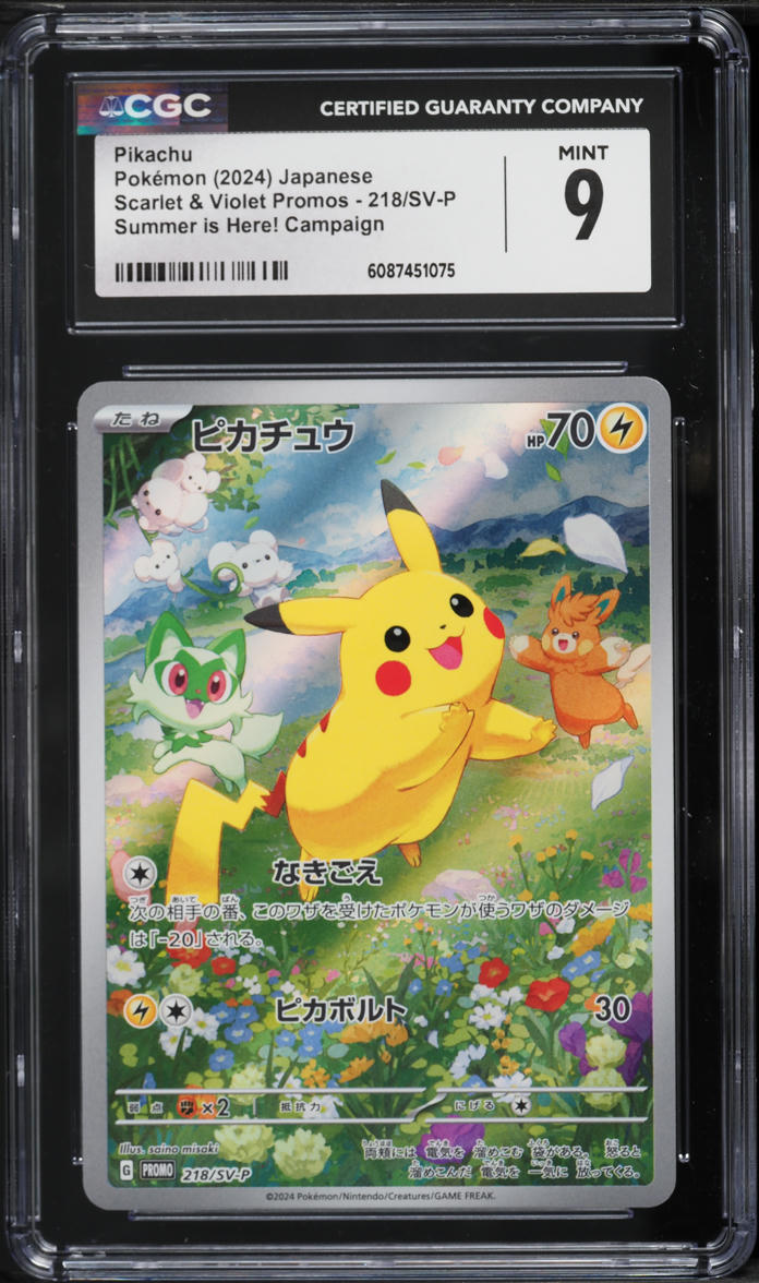 2024 Pokemon Japanese Scarlet & Violet Promo Summer is Here! Full Art Pikachu #218 CGC 9 MINT