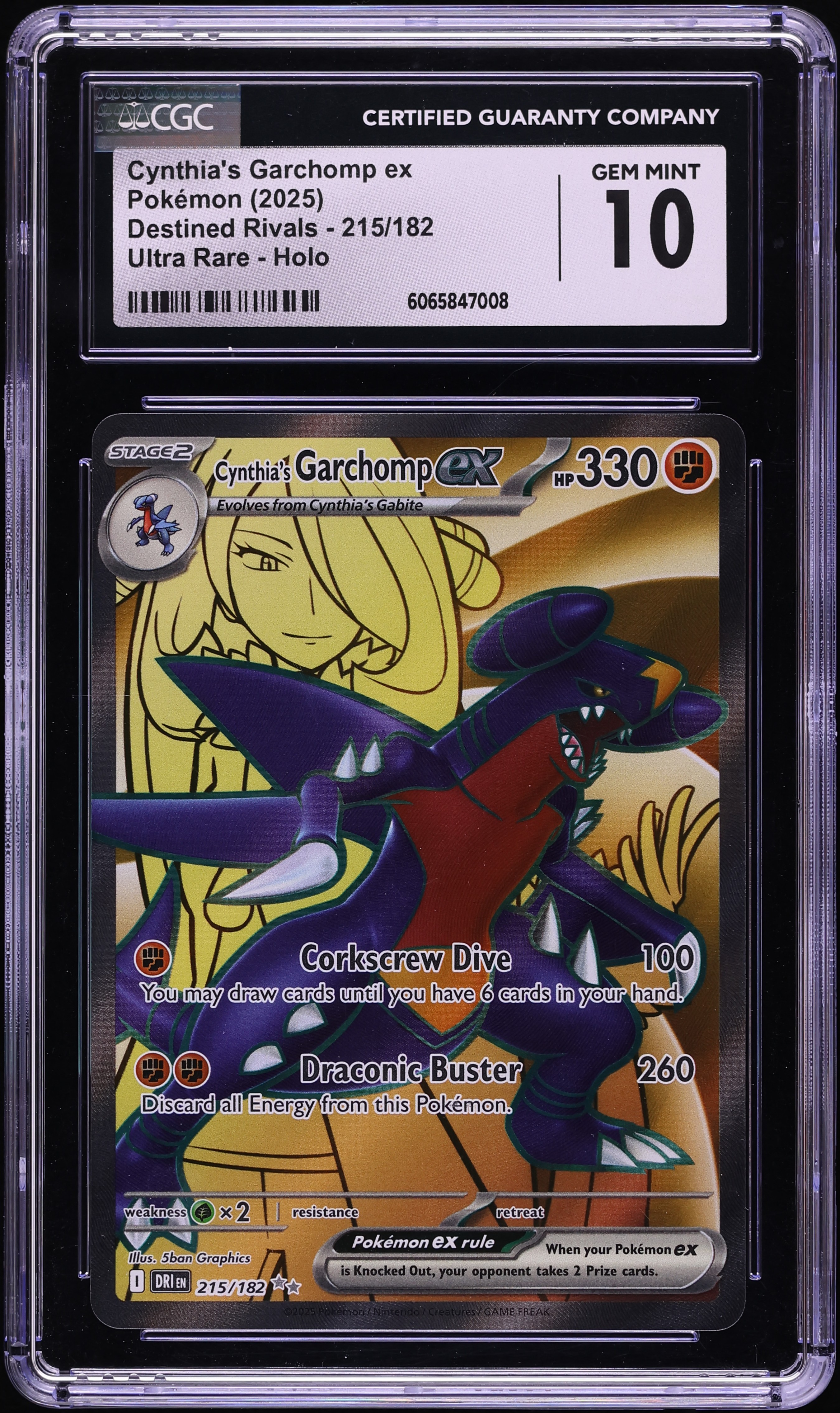 2025 Pokemon SV Destined Rivals Full Art Cynthia's Garchomp ex #215 CGC 10 GEM