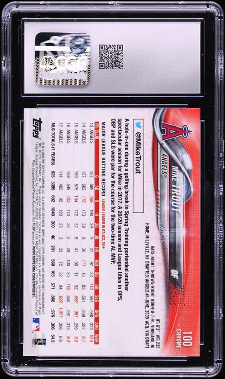2018 Topps Chrome Refractor Mike Trout #100 CGC 10 GEM MINT
