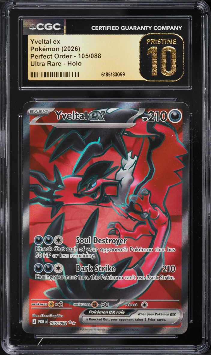2026 Pokemon Mega Evolution Perfect Order Full Art Yveltal Ex #105 CGC 10 PRISTINE