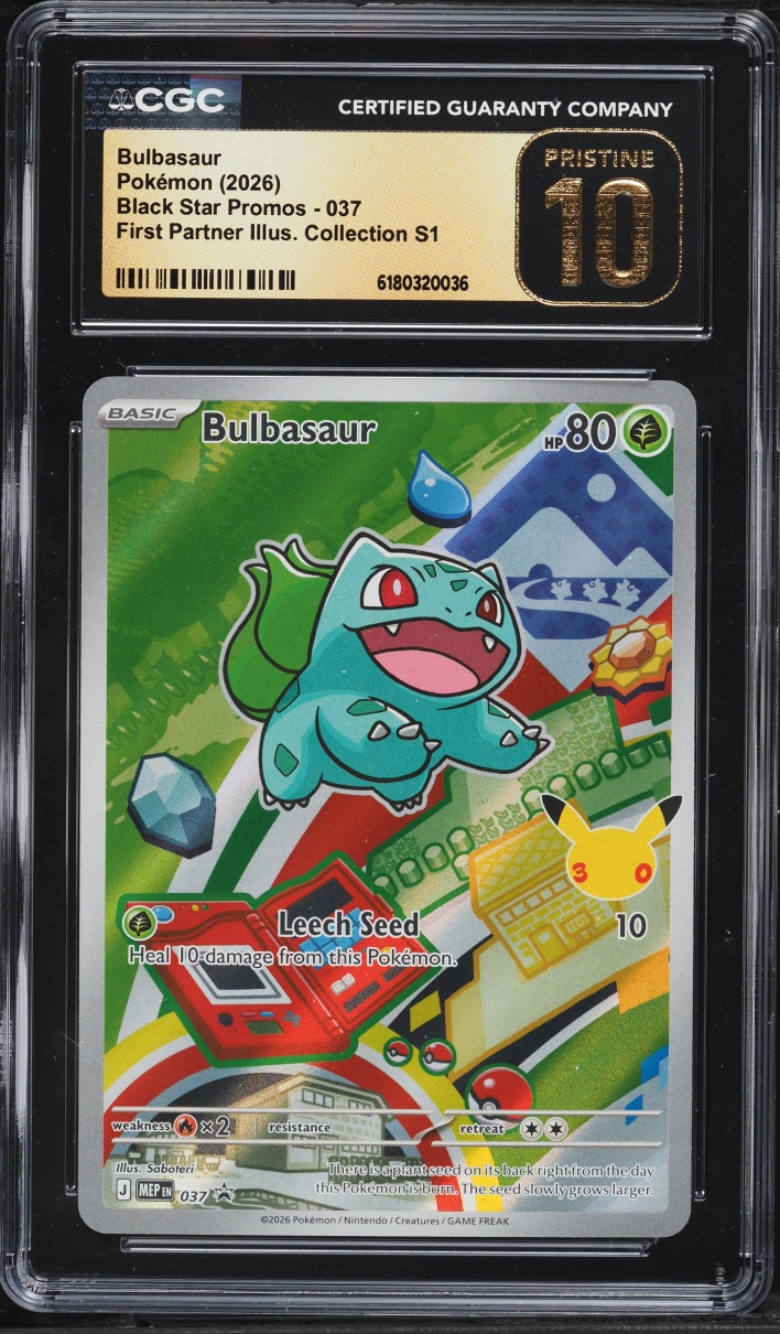 2026 Pokemon Mega Promo First Partner Illustration S1 Full Art Bulbasaur #37 CGC 10 PRISTINE