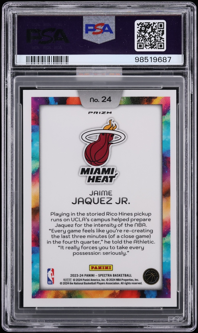 2023 Panini Spectra Color Blast Jaime Jaquez Jr. ROOKIE #24 MBA PSA 10 GEM MINT - Photo 2
