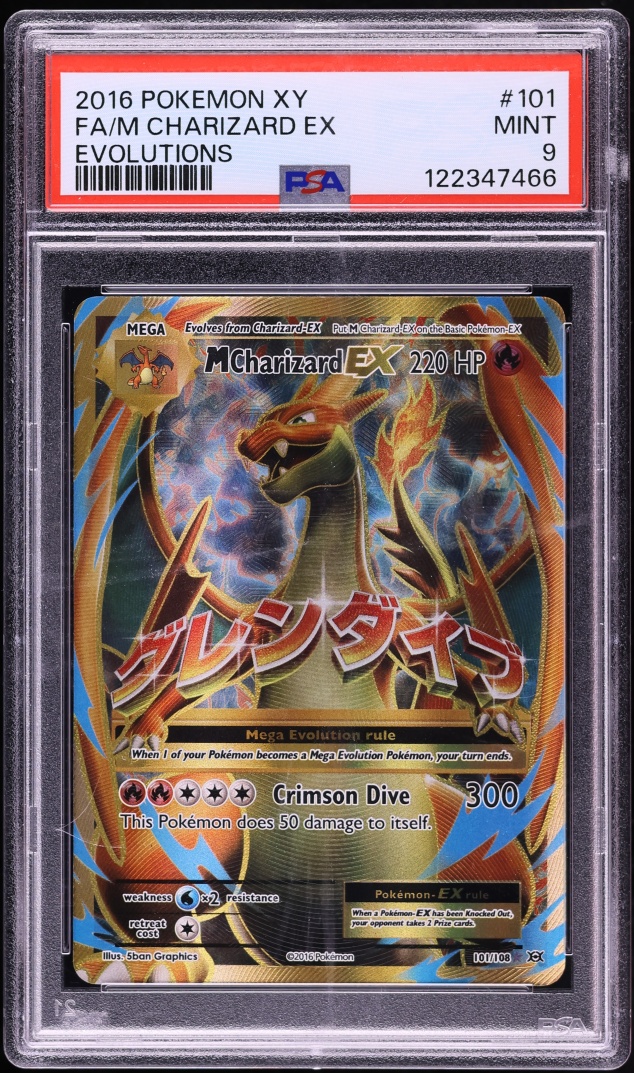 2016 Pokemon XY Evolutions Full Art M Charizard EX #101 PSA 9 MINT