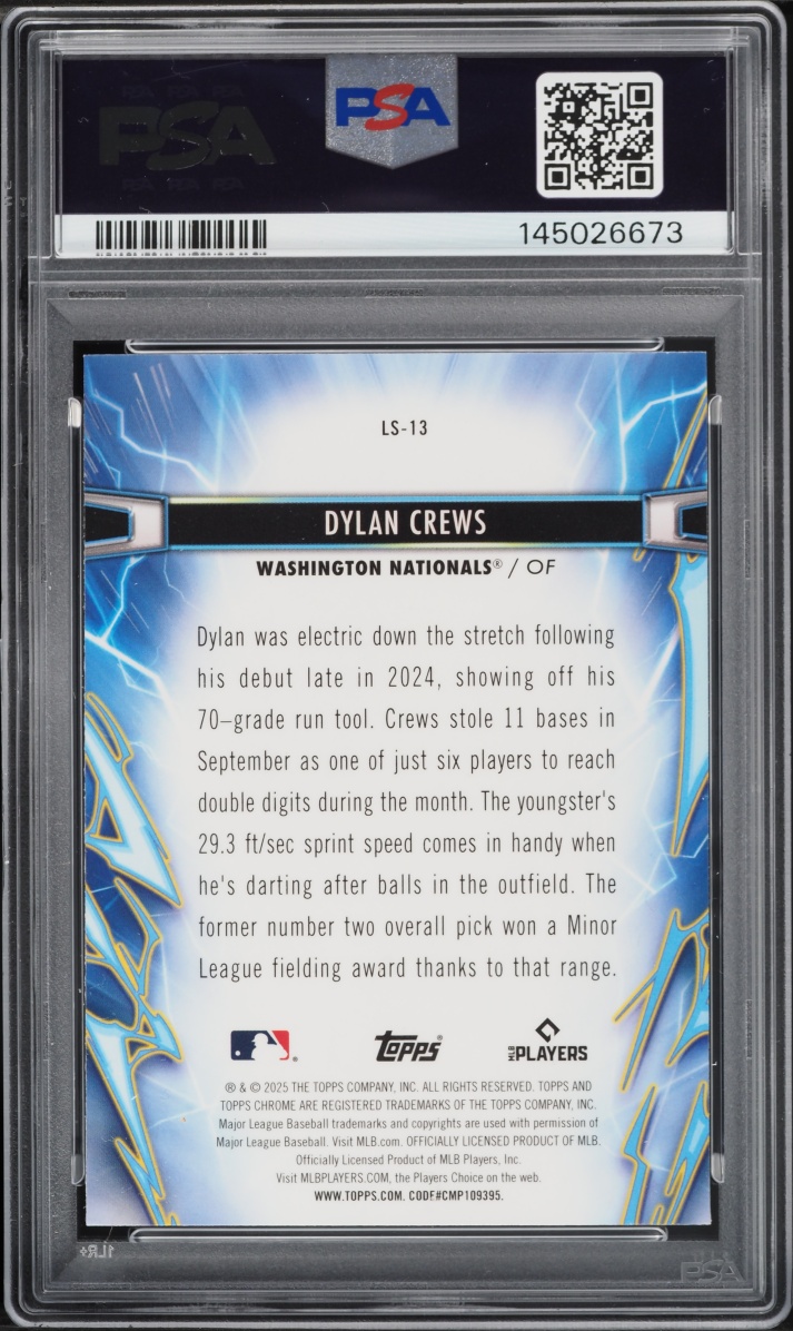 2025 Topps Chrome Cosmic Light Speed Dylan Crews ROOKIE #13 PSA 10 GEM MINT
