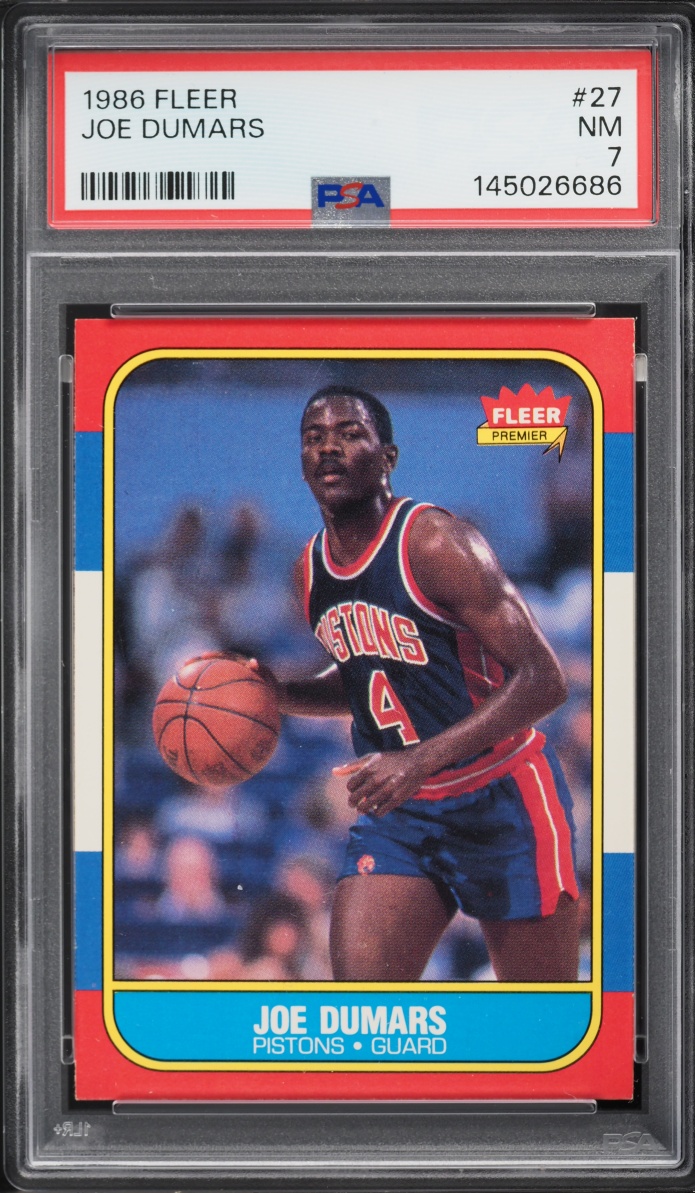 1986 Fleer Basketball Joe Dumars ROOKIE #27 PSA 7 NRMT