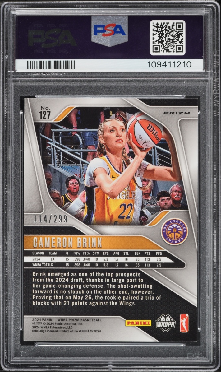 2024 Panini Prizm WNBA Red Cameron Brink ROOKIE /299 #127 PSA 9 MINT