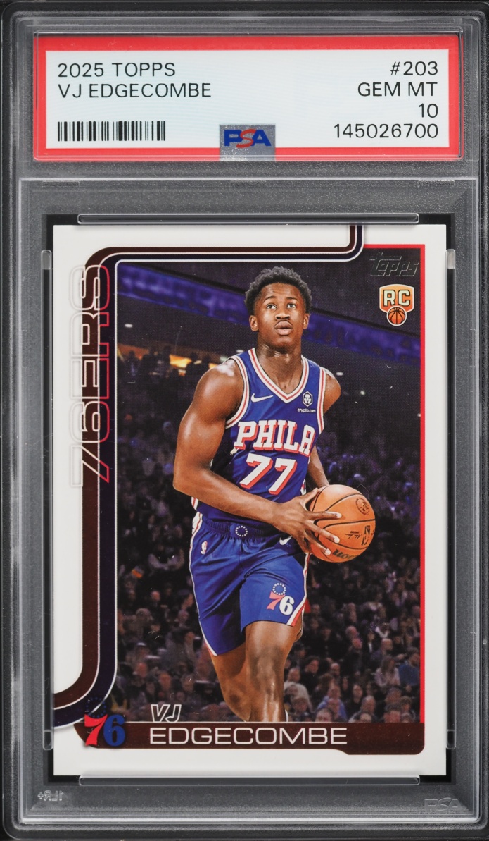 2025 Topps Basketball VJ Edgecombe ROOKIE #203 PSA 10 GEM MINT