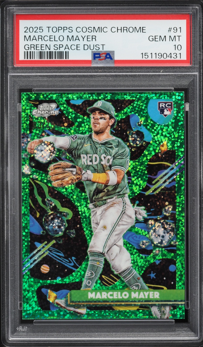2025 Topps Chrome Cosmic Green Space Dust Marcelo Mayer ROOKIE /75 #91 PSA 10 GEM MINT