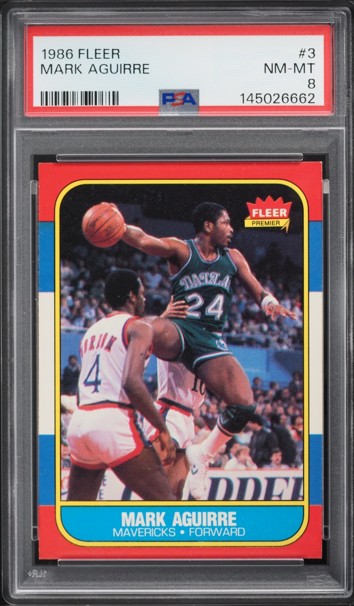 1986 Fleer Basketball Mark Aguirre #3 PSA 8 NM-MT