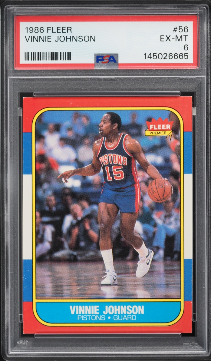 1986 Fleer Basketball Vinnie Johnson #56 PSA 6 EXMT