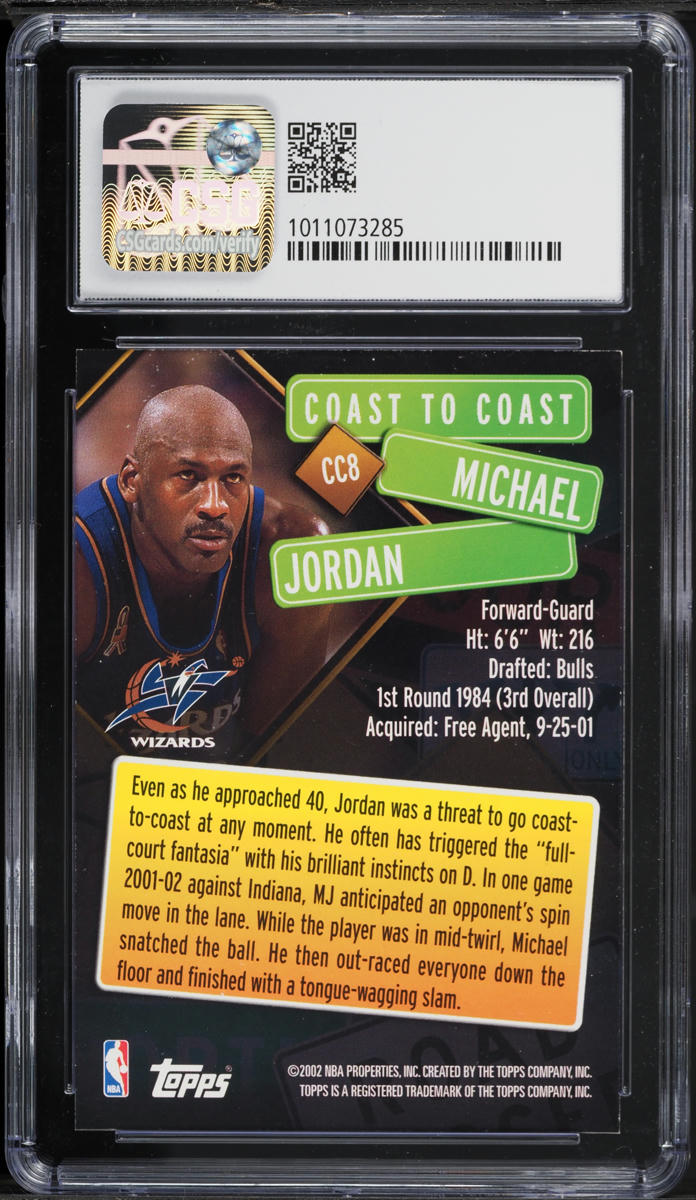 2002 Topps Coast To Coast Michael Jordan #CC8 CSG 8 NM-MT