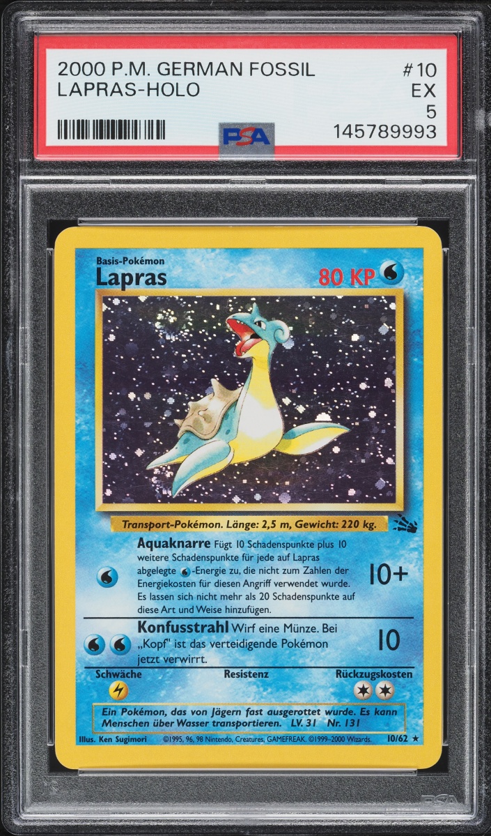 2000 Pokemon German Fossil Holo Lapras #10 PSA 5 EX