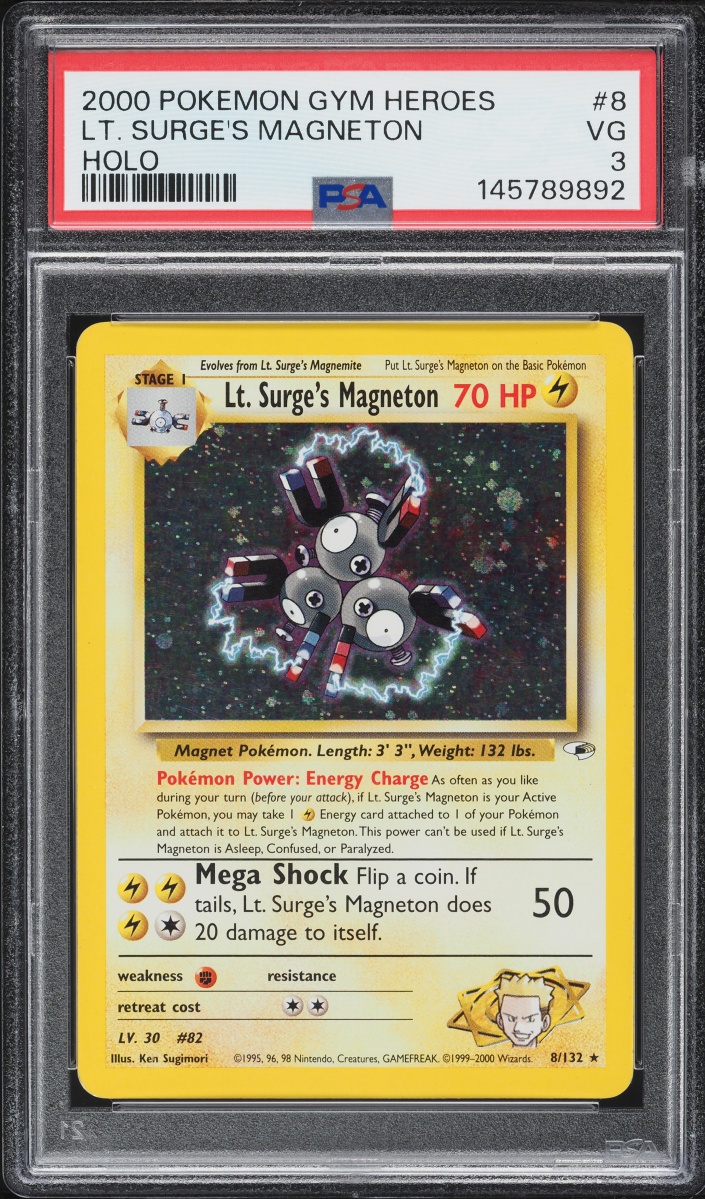 2000 Pokemon Gym Heroes Holo Lt. Surge's Magneton #8 PSA 3 VG