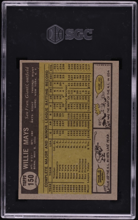 1961 Topps Willie Mays #150 SGC 4 VGEX