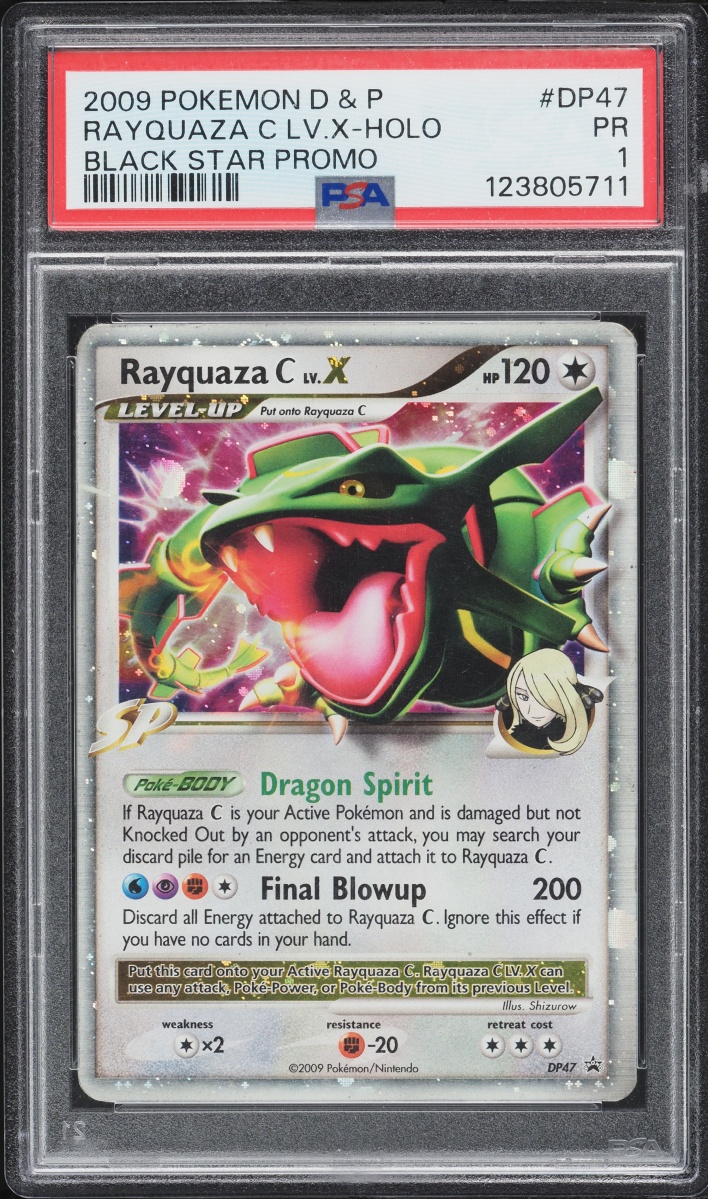 2009 Pokemon Diamond & Pearl Black Star Promo Holo Rayquaza C Lv.X PSA 1 PR