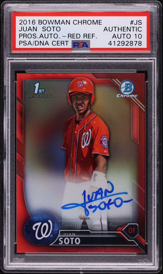 2016 Bowman Chrome Red Refractor Juan Soto PROSPECT AUTO DNA 10 /5 PSA AUTH